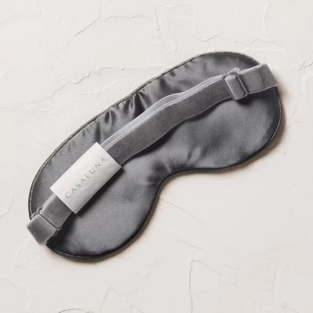 Casaluna Solid Silk Eye Mask Dark Gray Adjustable, Hand Washable, Polyester Fill